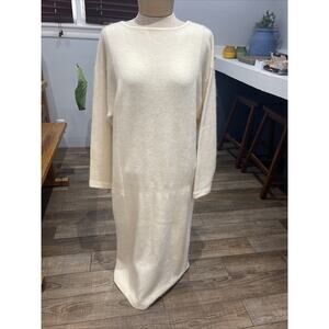 VTG Lambswool Angora Butter Cream Sweater MIDI Dress Soap Opera Glam SoftGirl L